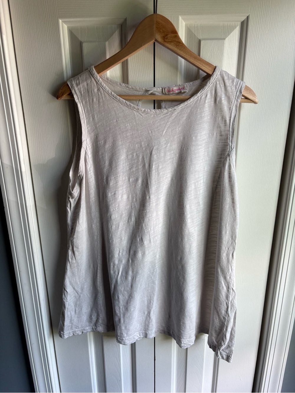 Fresh Produce Womens Chloe Tank Top Light Gray Key Hole Cotton Size Large